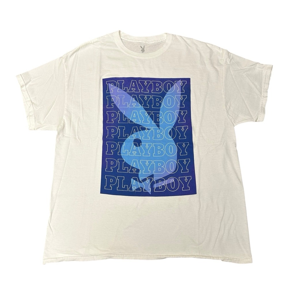 Playboy Men's Graphic T Shirt‎ White Bunny Oversized Medium